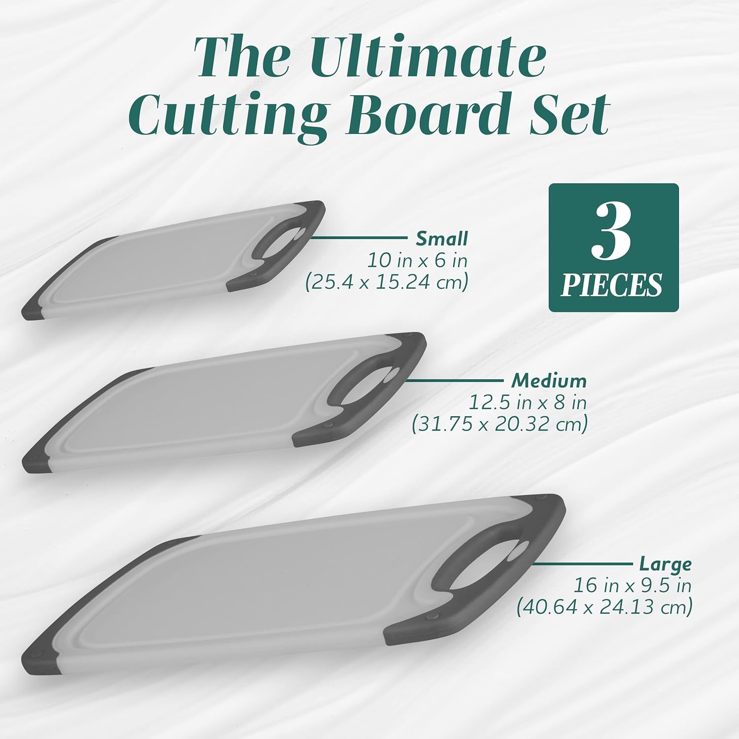 Cutting Boards for Kitchen - BPA-Free Chopping Board - Different Sizes & Non Slip Handles
