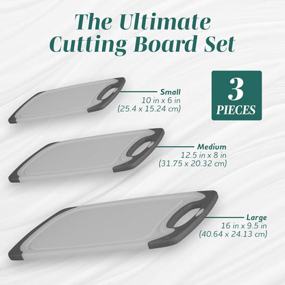 Cutting Boards for Kitchen - BPA-Free Chopping Board - Different Sizes & Non Slip Handles