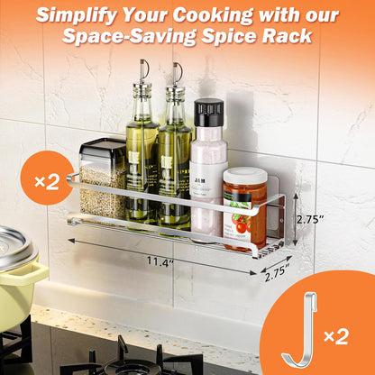 Spice Rack wall mounted 2 Pack, Space-Saving Spice Organizer for Spice Jars and Seasonings,Screw or