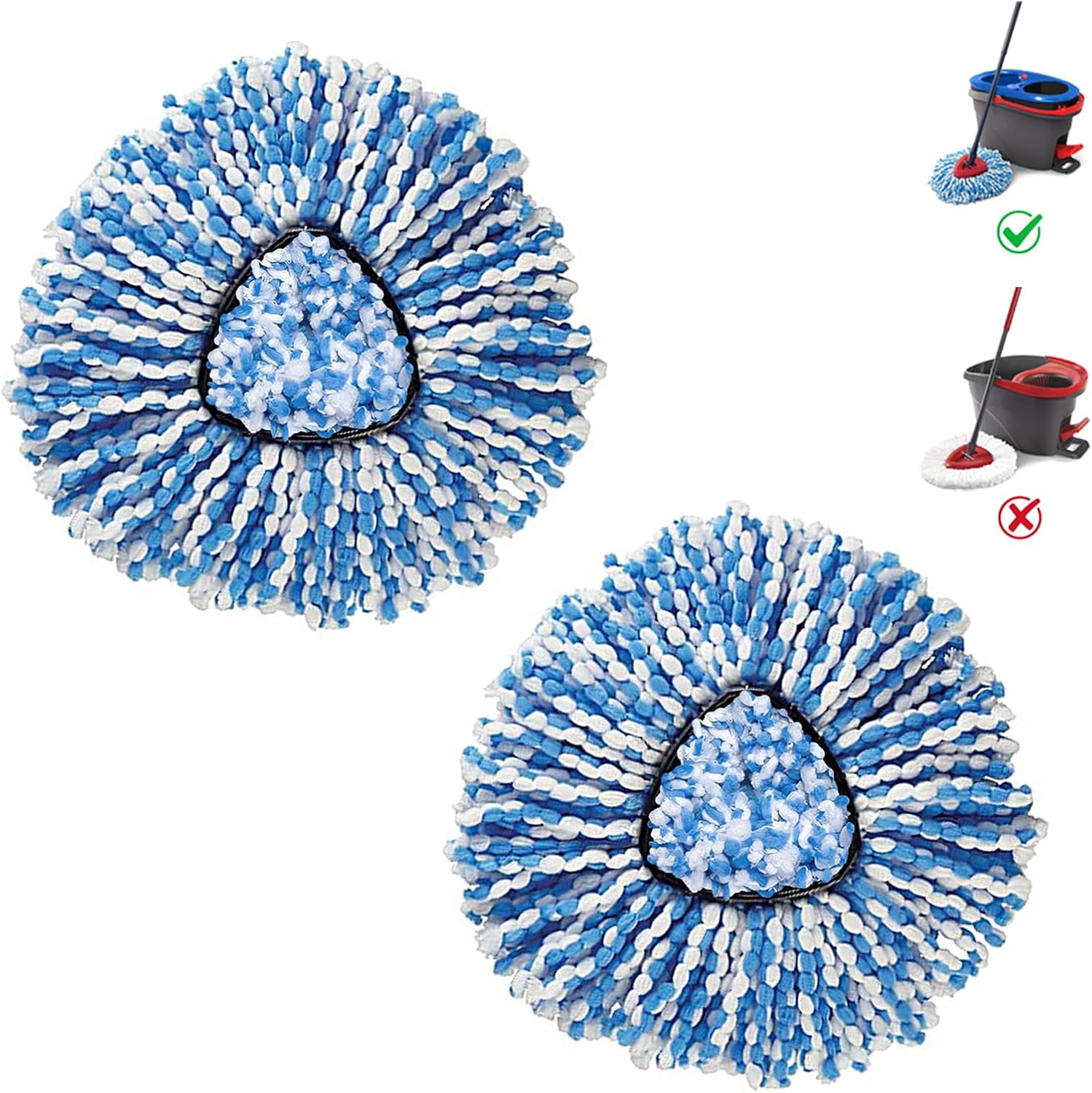 BonusLife 2-Pack Mop Head for O-Ceda RinseClean Spin Mop Refill 2-Tank System Only Easy Cleaning