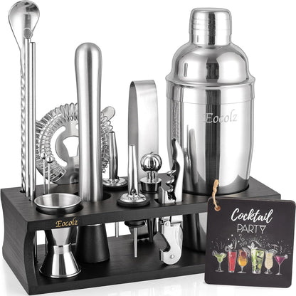 Bartender Kit Cocktail Shaker Set with Stand 17-Piece Bar Tool Bar Set for Drink Mixing Home
