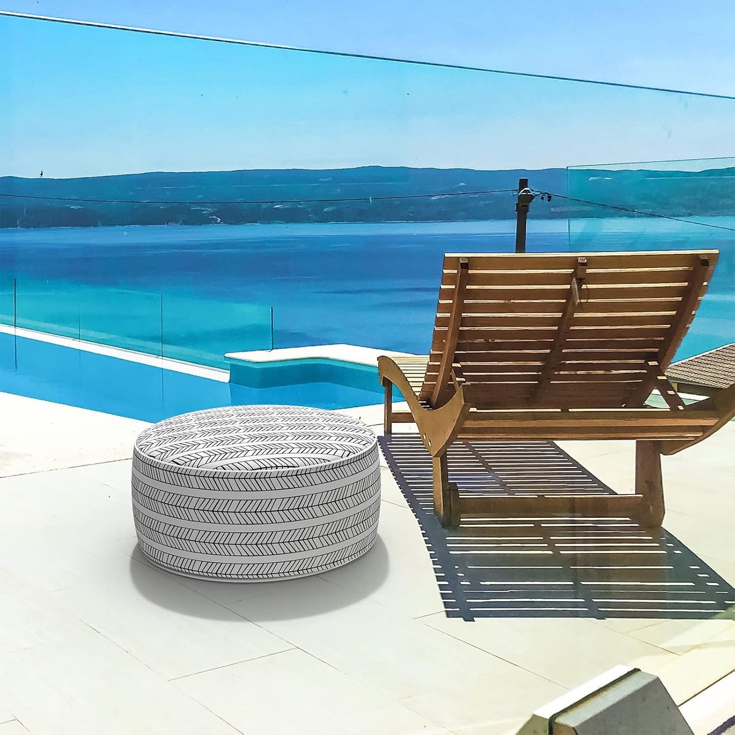 LVTXIII Outdoor/Indoor Inflatable Ottoman, Patio Footrest Stool, Portable Round Ottoman for Patio