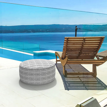 LVTXIII Outdoor/Indoor Inflatable Ottoman, Patio Footrest Stool, Portable Round Ottoman for Patio