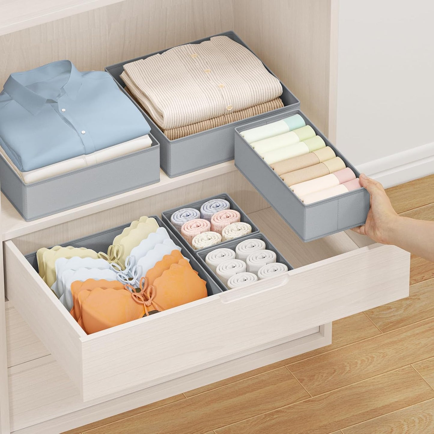 DIMJ Drawer Organizer Clothes 24 Pack - Foldable Baby Organizers and Storage & Dresser Organizer