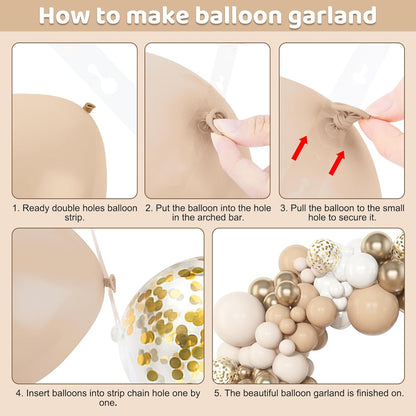 Amandir 153pcs White Sand Balloon Garland Arch Kit, Different Sizes 18 12 10 5 inch Beige Cream