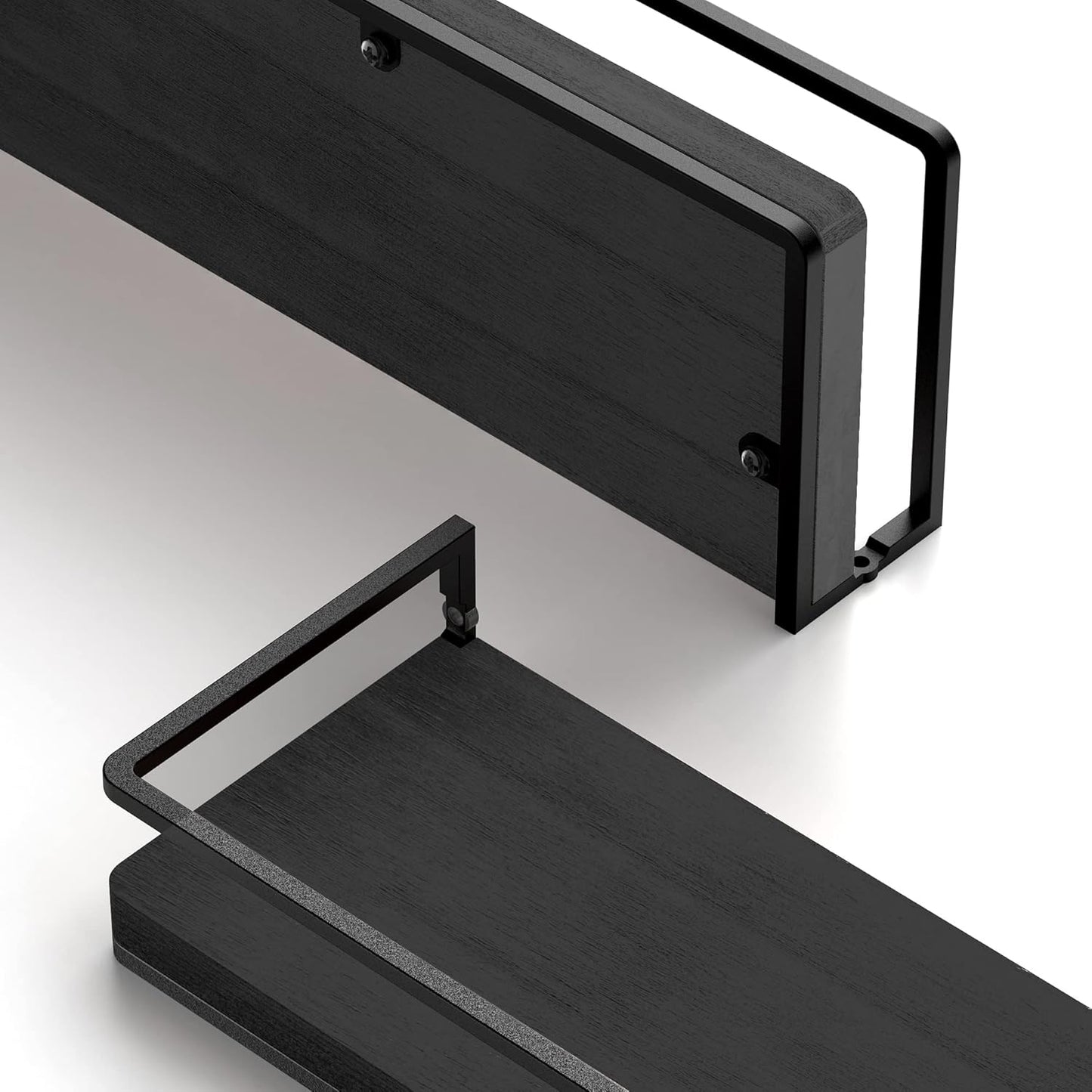 Meangood Floating Shelves Wall Mounted Set of 2, Wall Shelf with Towel Bar Rustic Wood Wall Storage