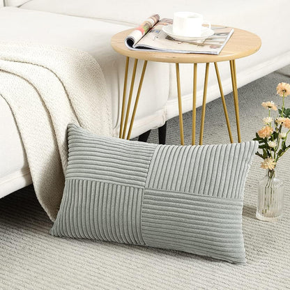 Fancy Homi 2 Packs Grey Lumbar Decorative Throw Pillow Covers 12x20 Inch for Living Room Couch Bed