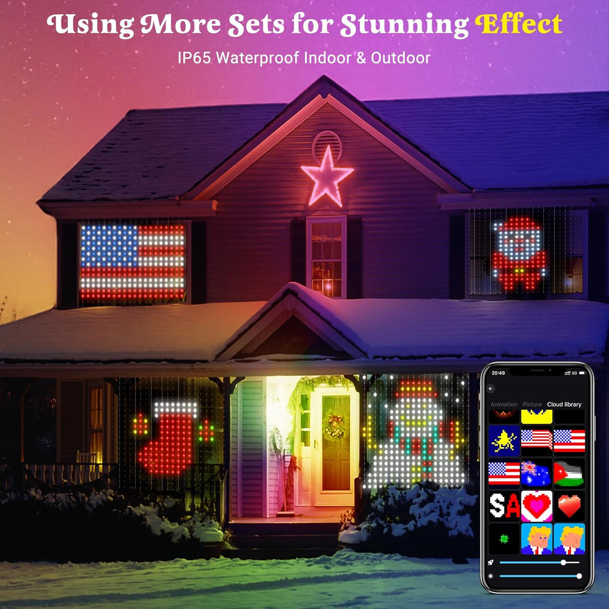Smart Curtain Lights 400 LED, Color Changing LED Curtain Lights 6.6 * 6.6 FT, Dynamic DIY Fairy