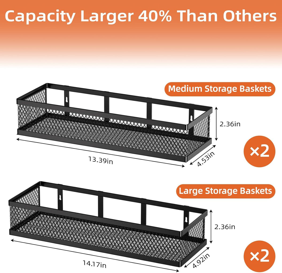 Spice Rack Wall Mount, 4 Pack Pantry Door Organizer & Hanging Storage Baskets Organizer Wall Mount