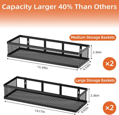 Spice Rack Wall Mount, 4 Pack Pantry Door Organizer & Hanging Storage Baskets Organizer Wall Mount