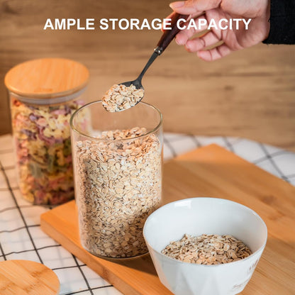 Glass Food Storage Jars 6-Pack 37oz - 4x6 in-Clear Glass Food Canisters with Bamboo Lid Airtight