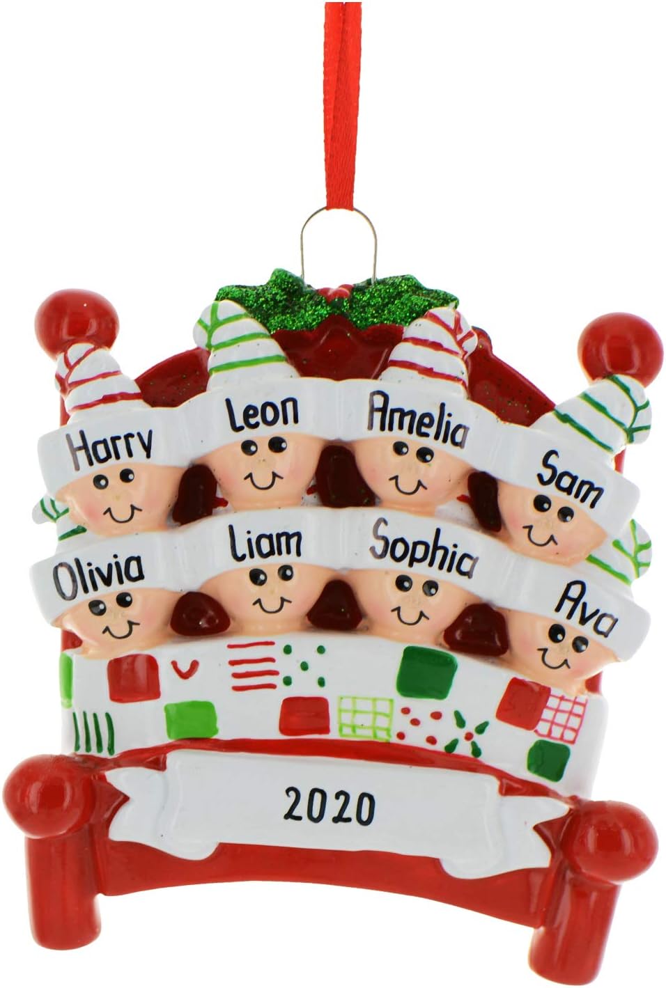 Bedtime Family of 8 Ornament 2025 Personalized Family Christmas Ornaments 2025 | Tucked Together