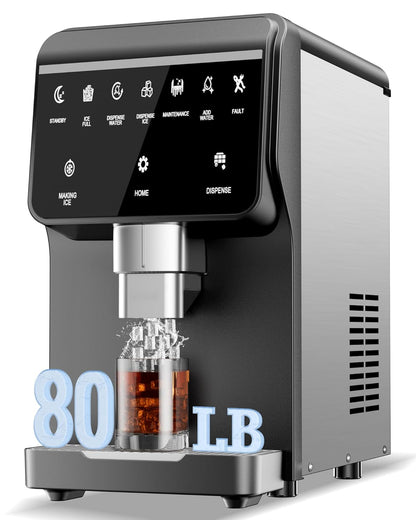Nugget Ice Maker Machine 80LB/24H, Ice Makers Countertop 6 LB Ice Storage, Chewable Pellet, Ice