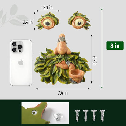 Tree Face Decor Outdoor,Whimsical Outdoor Art with Bird Feeder,Tree Hugger Bark Ghost Face