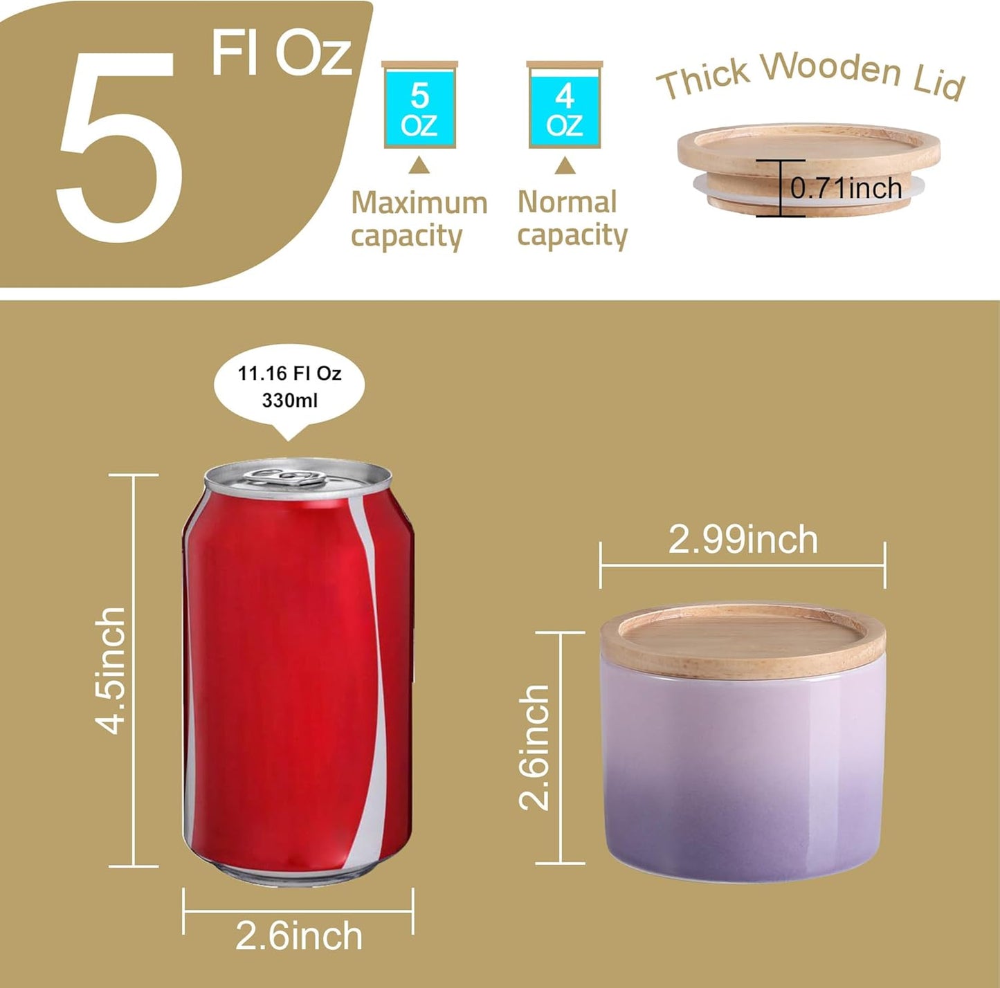 Sweejar Kitchen Canisters Ceramic Food Storage Jar, Stackable Containers with Airtight Seal Wooden