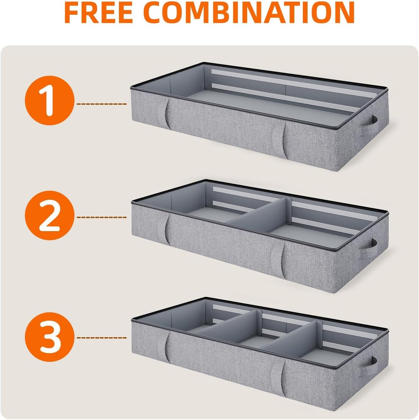 Vailando Under Bed Storage, 2 Pack Under Bed Storage Containers with Dividers, Firm Sides, Strong