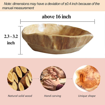 Wooden Bowl Decorative Natural Wood Fruit Bowl, Irregular Creative Wood Bowls, Rustic Hand Carved