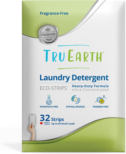Tru Earth Platinum - Heavy Duty Laundry Detergent Sheets - Up to 64 Loads (32 Count), Fragrance