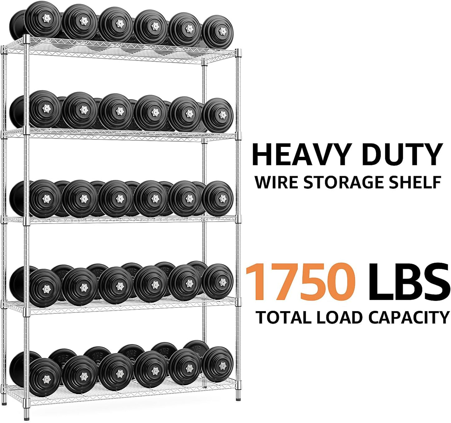 MZG 1750 lbs 5 Tier Storage Rack Metal Wire Shelving Unit, Storage Standing Household Shelf