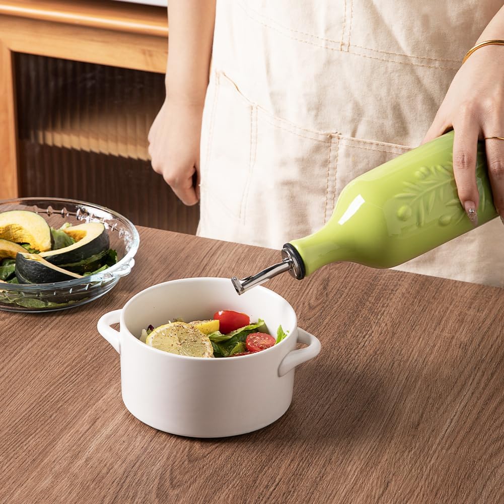 Sweejar Large Olive Oil Dispenser Bottle with Spout, 24 Oz Ceramic Oil Dispenser for Kitchen