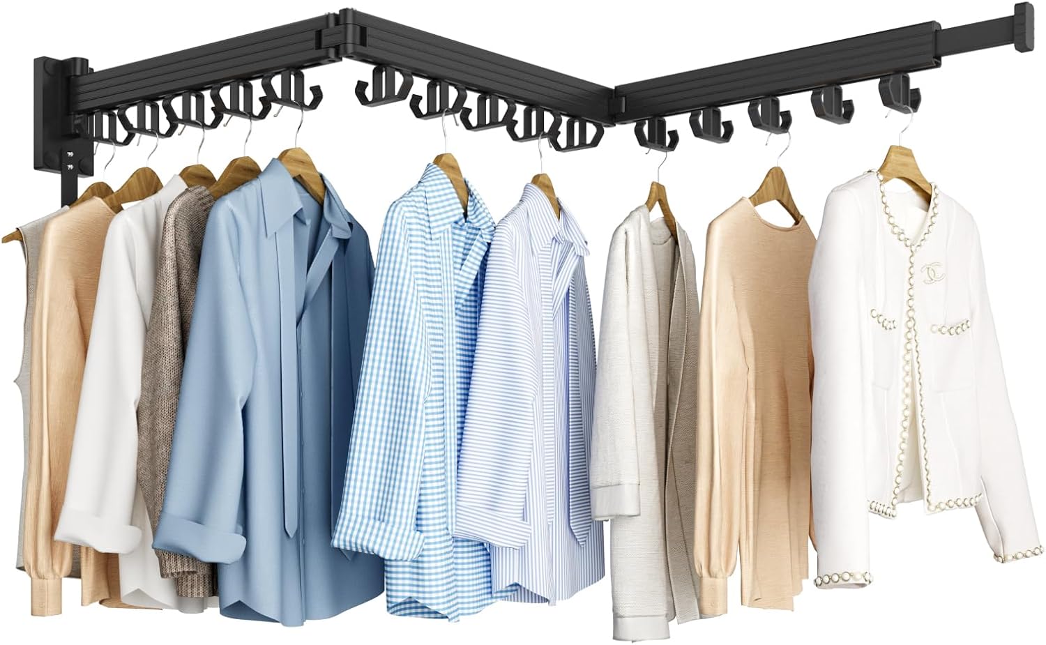 Clothes Drying Rack, Wall Mounted Laundry Drying Rack, Upgrade 3-Fold Foldable Collapsible