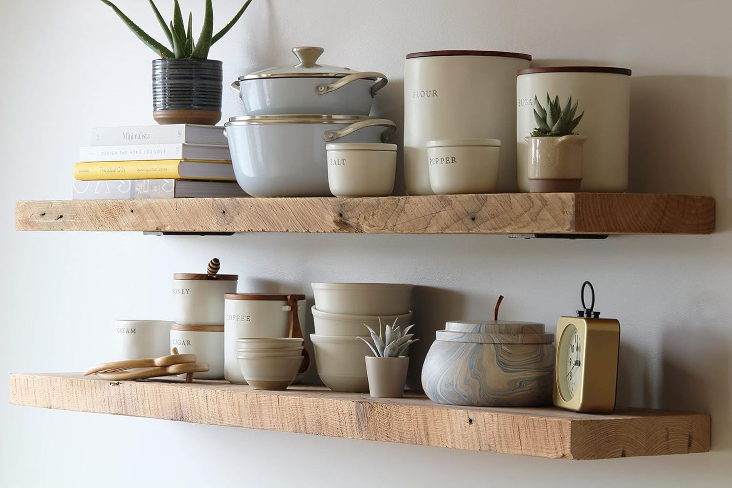 Urban Legacy Deep Floating Shelves | Reclaimed Barn Plank Deep Floating Shelves with Low Profile