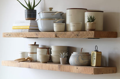 Urban Legacy Deep Floating Shelves | Reclaimed Barn Plank Deep Floating Shelves with Low Profile