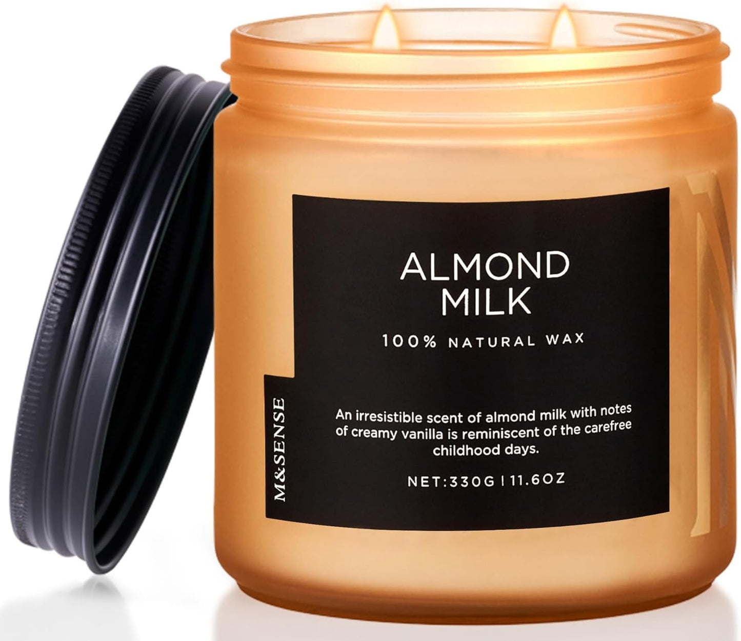 M&SENSE Creamy Vanilla Scented Candle, 11.6oz Clean Non Toxic Home Sweet Scent 70 Hours Burn Time