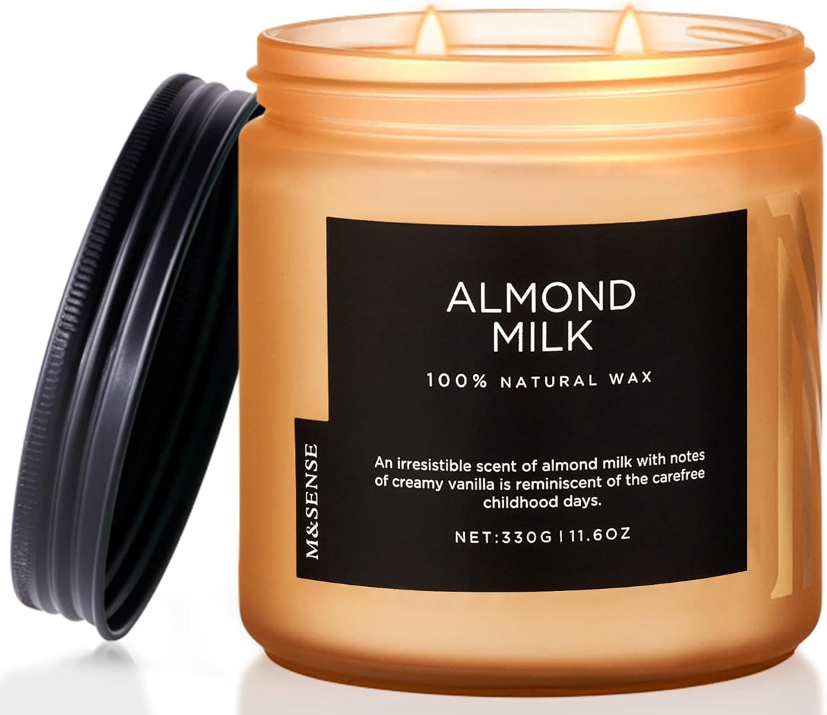 M&SENSE Creamy Vanilla Scented Candle, 11.6oz Clean Non Toxic Home Sweet Scent 70 Hours Burn Time