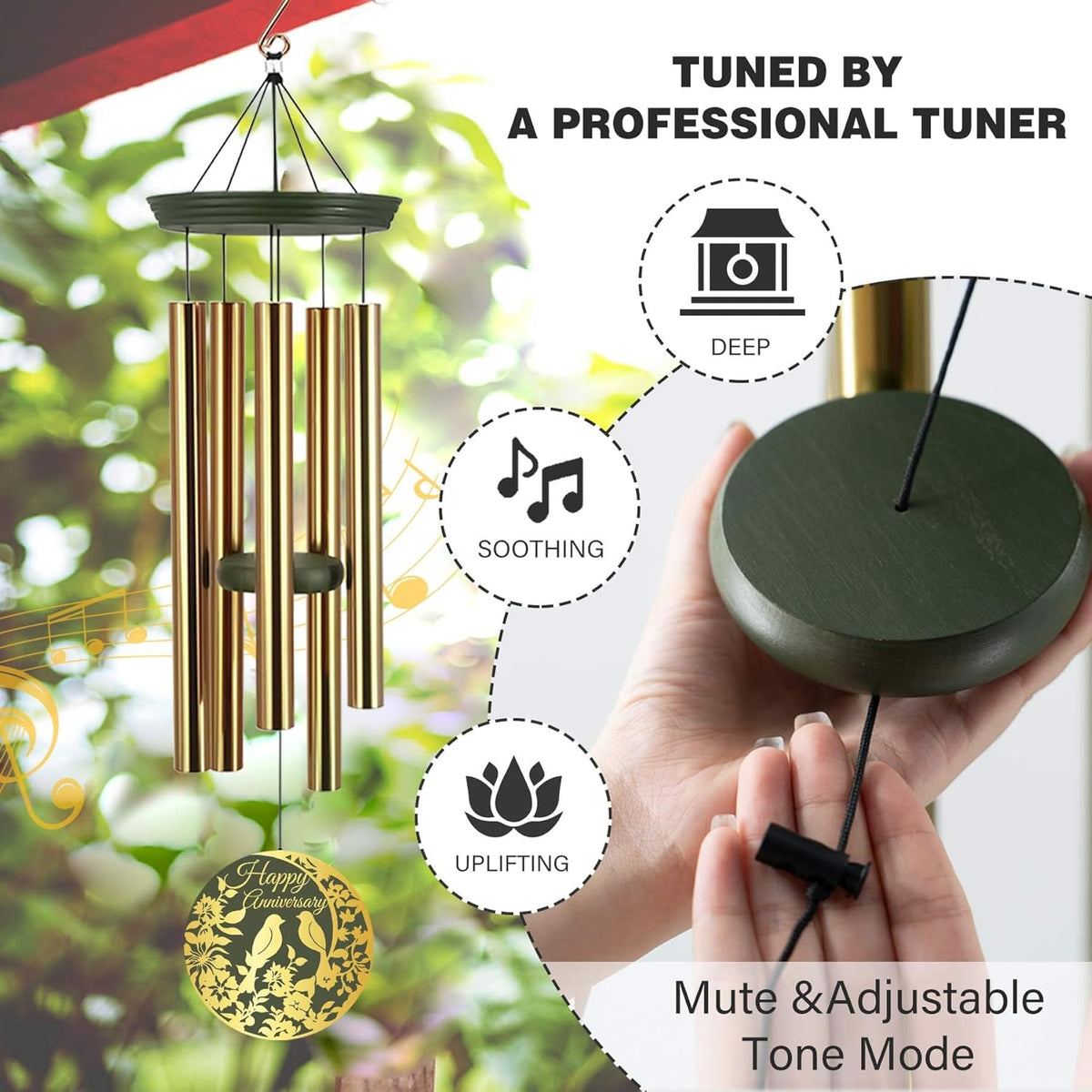ASTARIN Happy Anniversary Wind Chimes Personalized, Deep Tone Wind Chimes for Memory Day, for