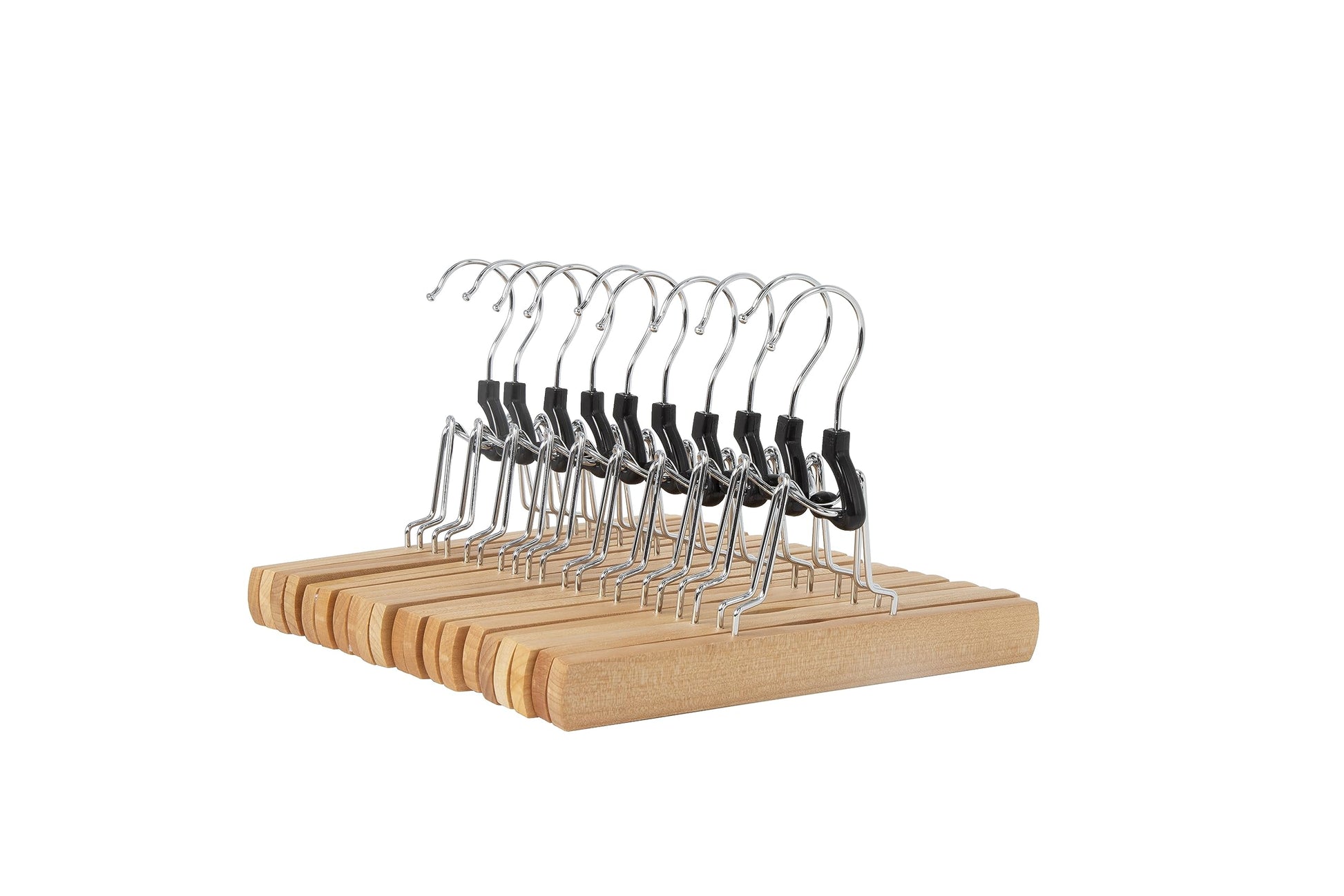 Amazon Basics Wooden Pants Hangers Closet Organizer, Natural, 20-Pack