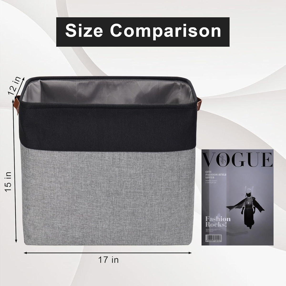 Large Fabric Storage Baskets | 50L Storage Bins, Decorative Linen Closet Baskets with Handles for