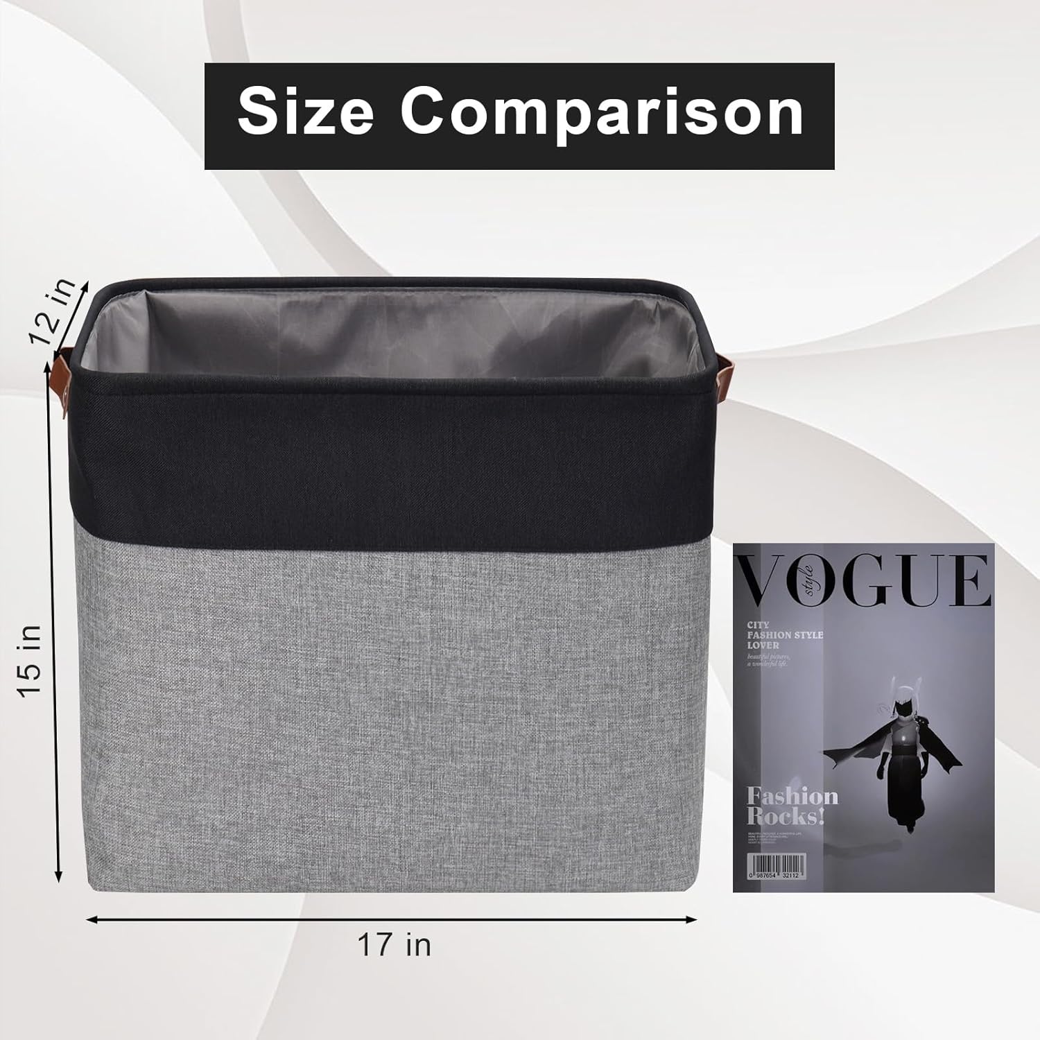 Large Fabric Storage Baskets | 50L Storage Bins, Decorative Linen Closet Baskets with Handles for