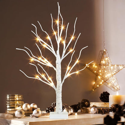 PEIDUO Artificial Tree for Easter Decorations, 2 FT Birch Tree with LED Lights, Warm White Fairy