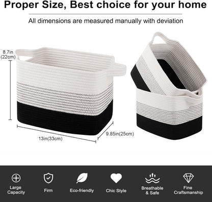 OIAHOMY Storage Basket, Woven Baskets for Storage, Cotton Rope Basket for toys,Towel Baskets for