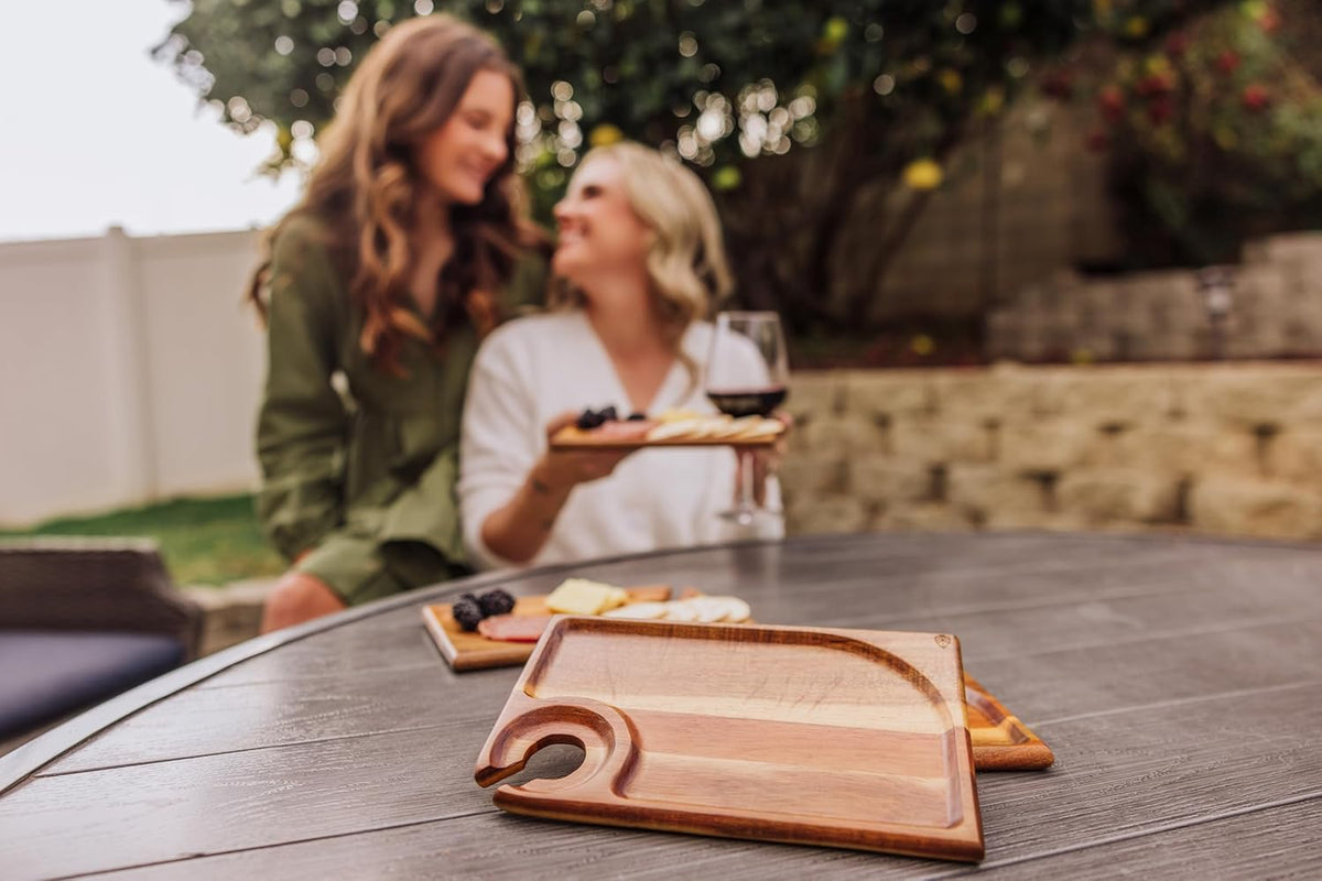 PICNIC TIME Rectangle Wine Appetizer Plates Set of 4, Cocktail Plate with Glass Holder, Cheese