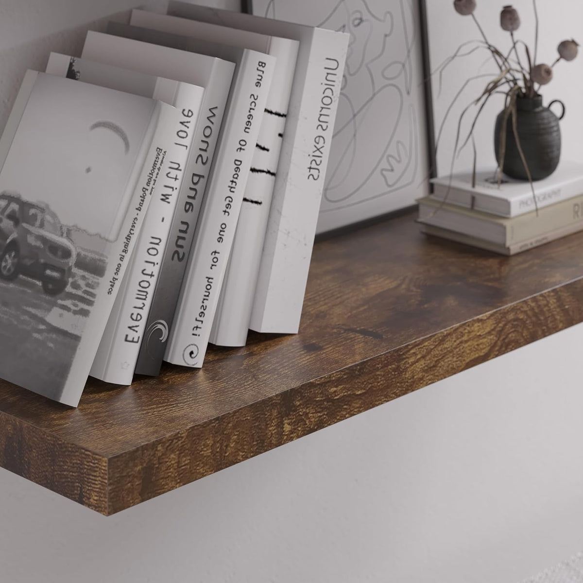 Floating Shelf, Set of 2 Wall Shelf, 24 in W x 12.75 in D x 2 in H Wooden Floating Wall Shelf with