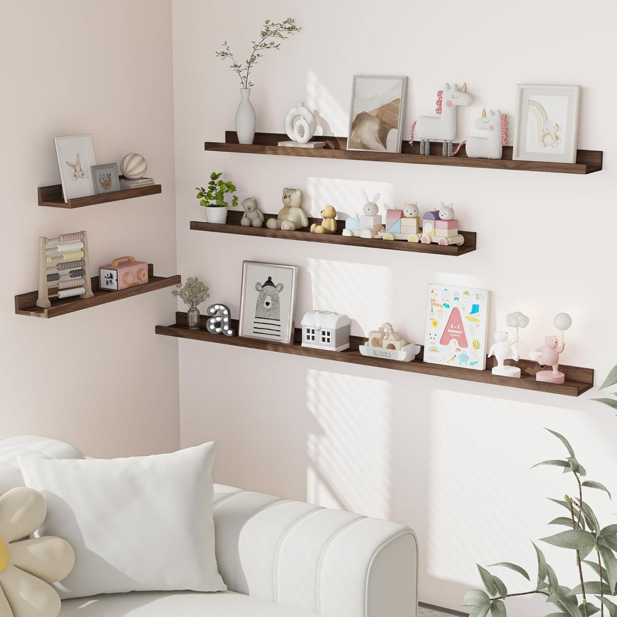 Heimlove Picture Ledge Shelf, Floating Shelves Set of 2, 36 Inches Picture Shelf for Wall with