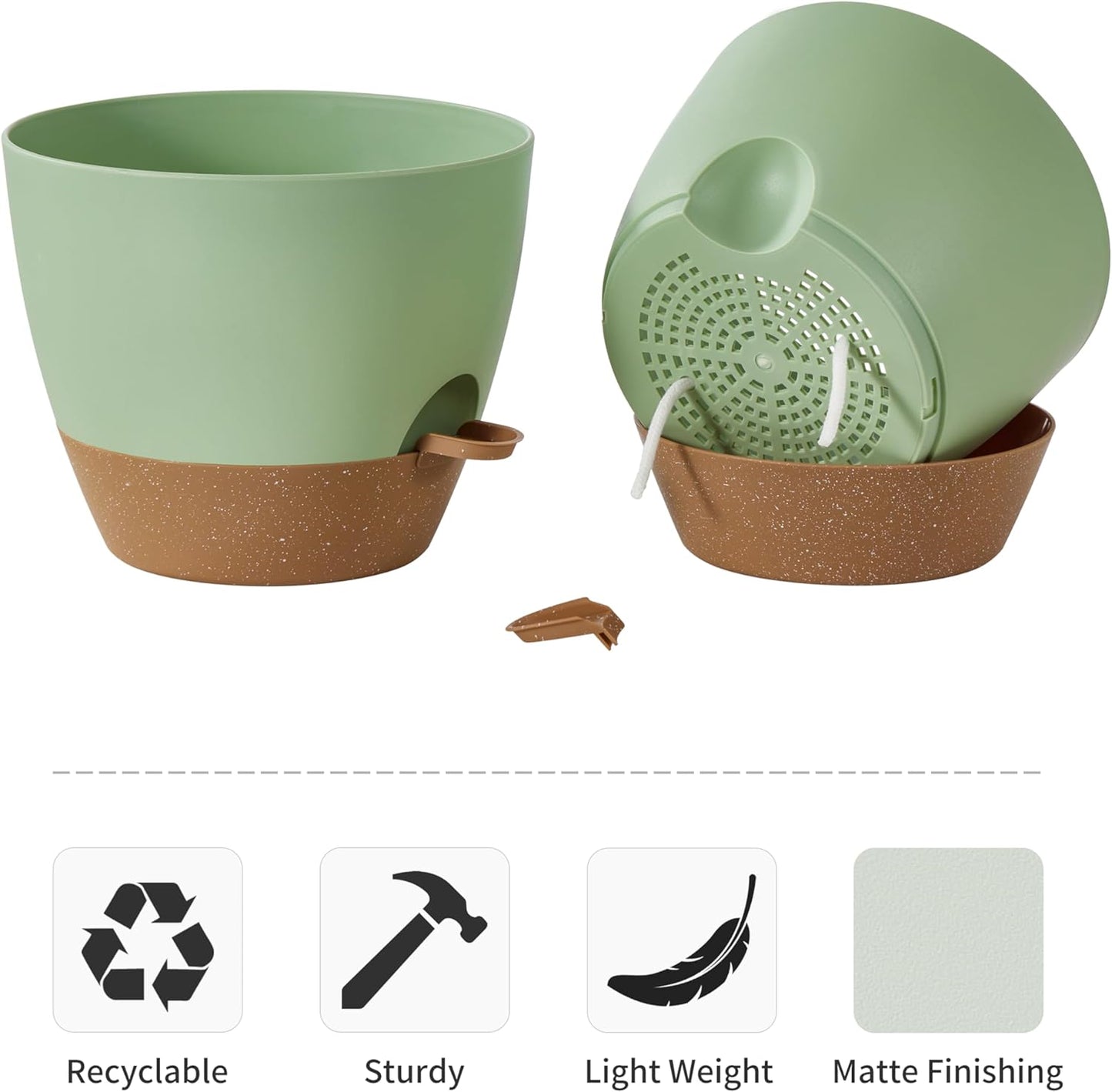 FaithLand 3-Pack Large Planter Pots, 12 10 9 Inch Self Watering Flower Pots for Indoor Outdoor