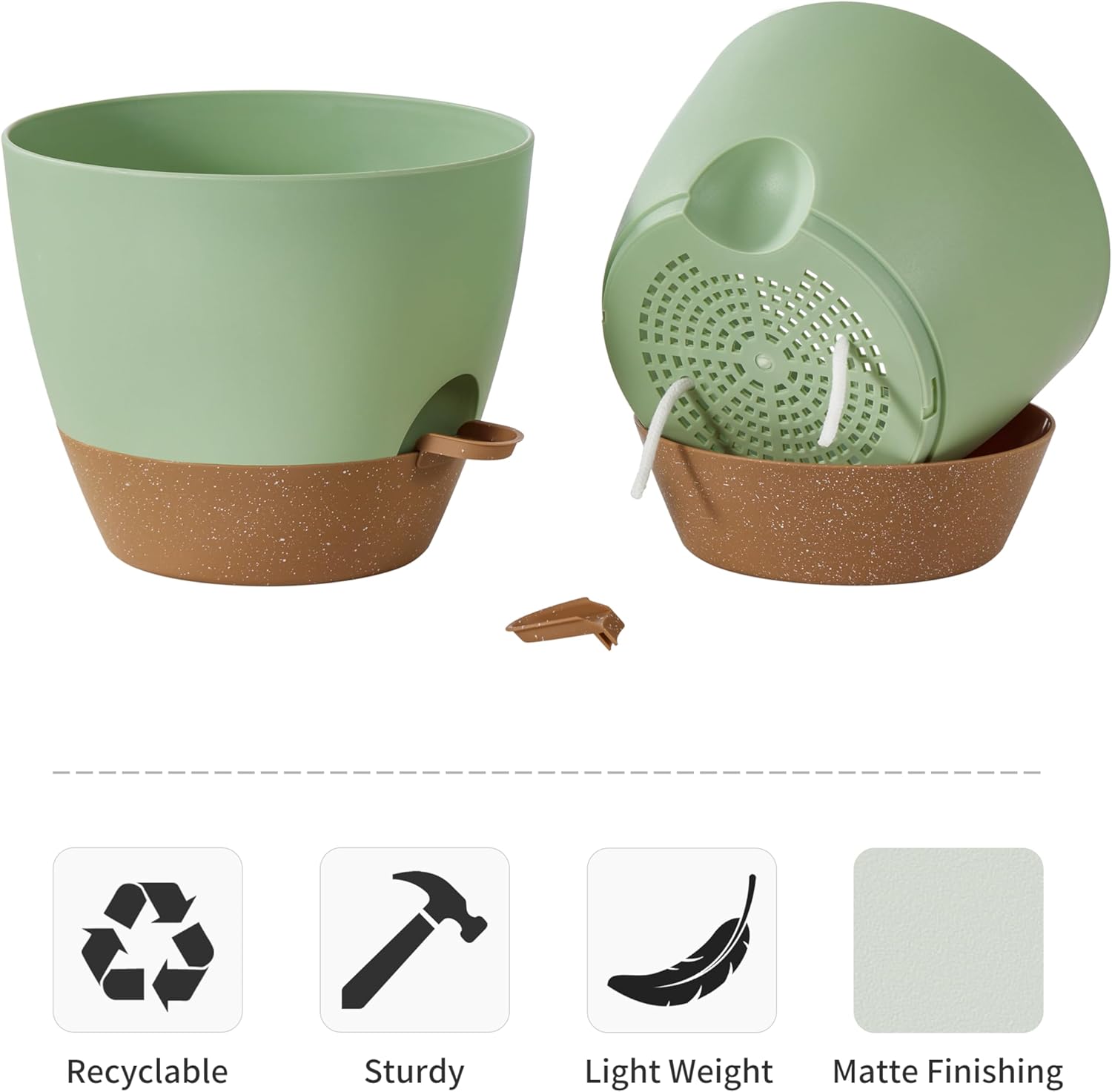 FaithLand 3-Pack Planter Pots, 10 9 8 Inch Self Watering Flower Pots for Indoor Outdoor Garden