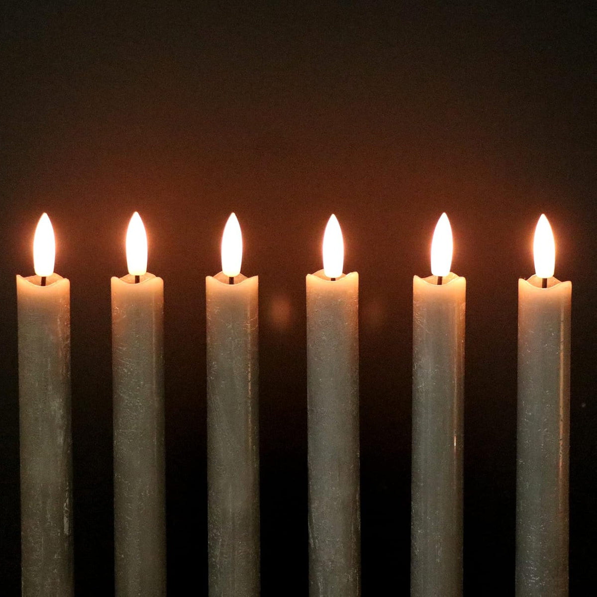 GenSwin Flameless Grey Taper Candles Flickering with 10-Key Remote, Battery Operated Led Warm 3D