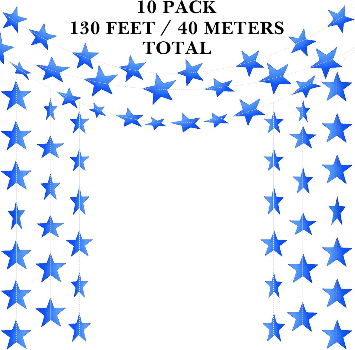 Patelai Glitter Star Garland Banner Decor 130 Feet Star Hanging Bunting Banner Twinkle Backdrop for