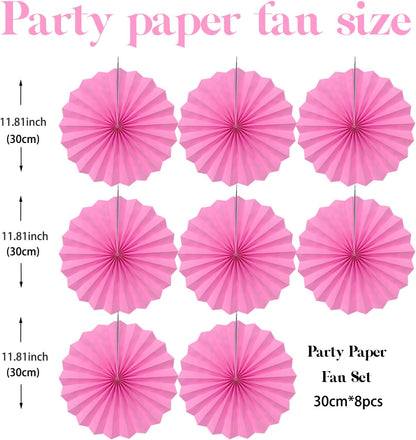 Red Hanging Paper Fans,Red Accessories Paper Decorations for Party,Valentines Day Decorations,Photo