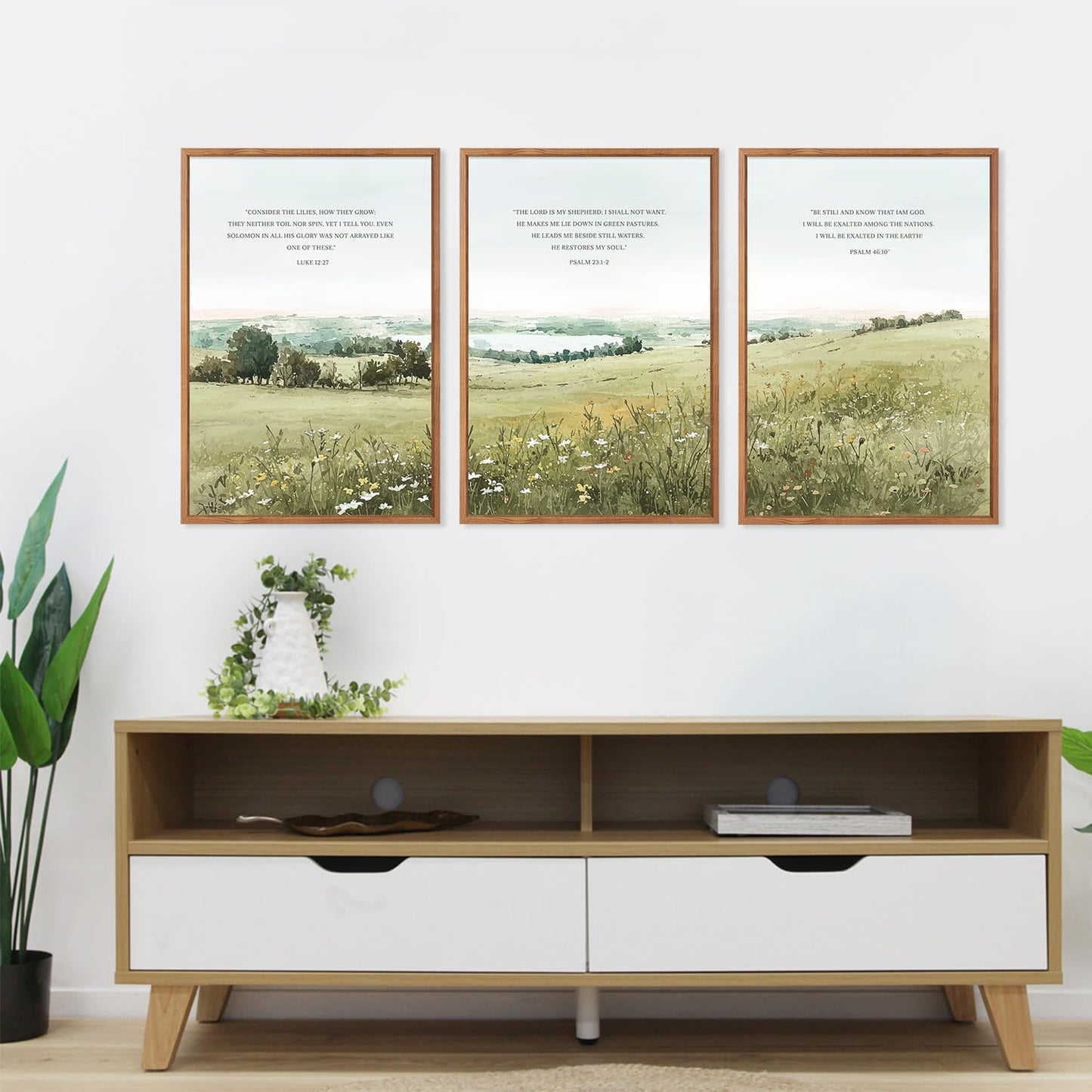 KAIRNE Scripture Christian Canvas Wall Art,Bible Verse Prints Set of 3(16”X24”),Modern Scripture