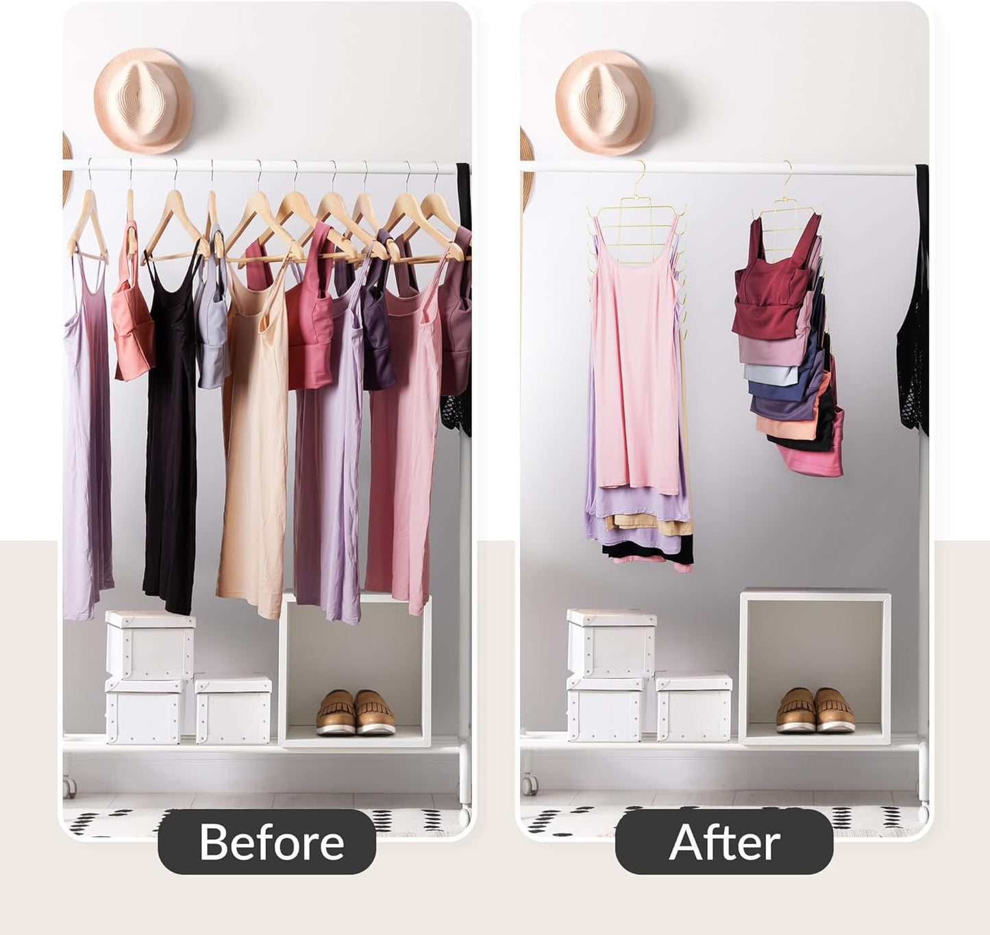 ZEDODIER 4 Pack Space Saving Bra Hangers, Non-Slip Tank Top Hanger, Closet Organizers and Storage