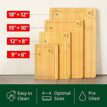 ROYAL CRAFT WOOD Wooden Cutting Boards for Kitchen Meal Prep & Cutting - Bamboo Wood Cutting Board