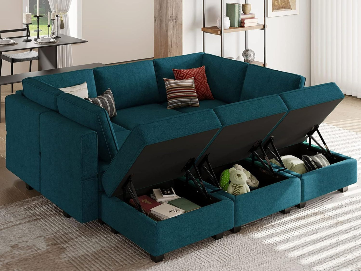 Belffin Modular Sectional Sleeper Sofa Couch with Storage Ottoman Convertible Sectional Couches for