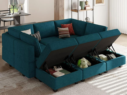 Belffin Modular Sectional Sleeper Sofa Couch with Storage Ottoman Convertible Sectional Couches for