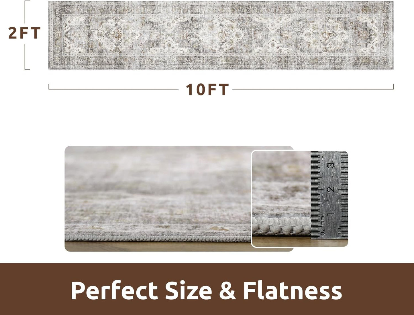 AMOAMI-2X10 Runner Rug-Washable Runners for Hallways-Soft Non Slip Bedside Rugs for Bedroom-Vintage