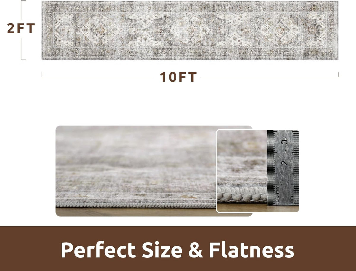 AMOAMI-2X10 Runner Rug-Washable Runners for Hallways-Soft Non Slip Bedside Rugs for Bedroom-Vintage